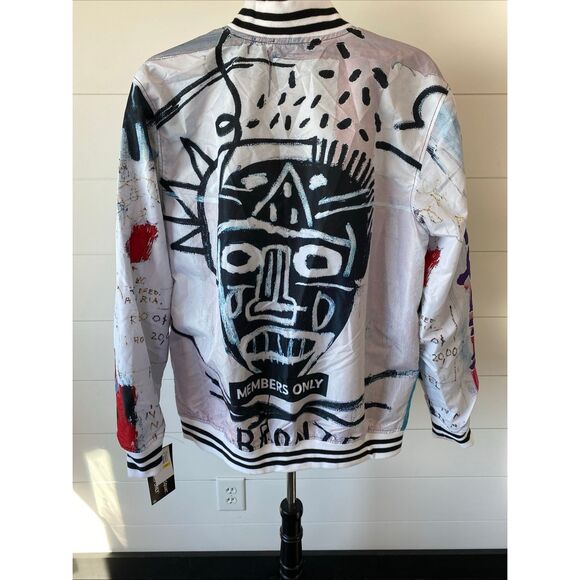 New Jean-Michel Basquiat Members Only Jacket Size Medium Bronze Graphics. - Picture 5 of 10